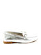 Leather Women's Loafers in Silver Color