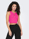 Only Damen Sommer Crop Top Ärmellos Fuchsie