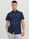 Jack & Jones Men's Shirt Short Sleeve Navy Blazer