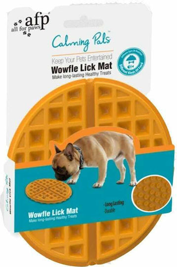 All For Paws Wowfle Lick Mat Futterspender aus Silikon Langsame Fütterung für Hund & Katze 20cm in Orange Farbe
