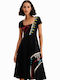 Arty Sommer Midi Kleid Schwarz