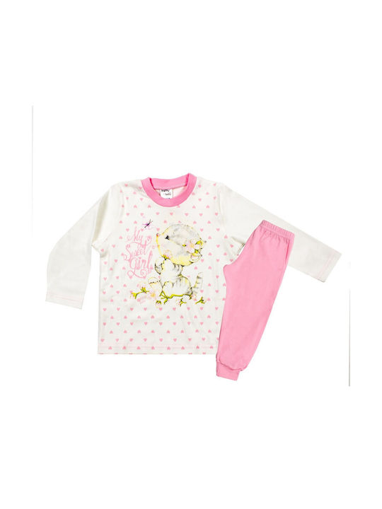 Pretty Baby Set Top & Bottom Kids Winter Cotton Pyjamas Ecru