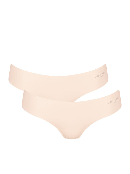 Sloggi Γυναικεία Slip 2Pack χωρίς Ραφές Μπεζ