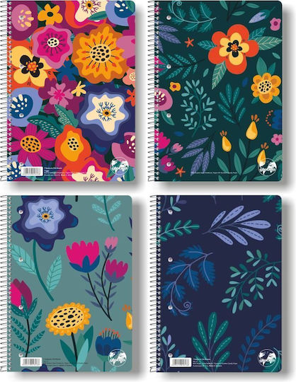 Globus Σπιράλ Τετράδιο Ριγέ Β5 60 Φύλλων 2 Θεμάτων Floral (Διάφορα Σχέδια/Χρώματα)