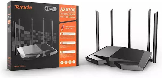Tenda TX27 Pro Drahtlos Router Wi‑Fi 6E mit 3 Anschlüssen Gigabit Ethernet