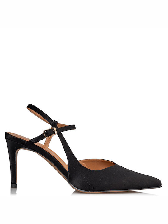 Envie Shoes Leder Pumps mit Stiletto-Absatz & Riemchen Schwarz