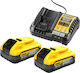 Dewalt Σετ 2 Μπαταριών Εργαλείου 18V Χωρητικότητας 5Ah με Φορτιστή PowerStack