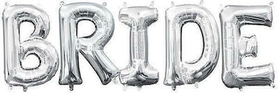 Set of 5 Balloons Foil Silver Marriage Letters Bride