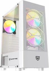 Nfortec Caelum Gaming Midi Tower Computer Case with RGB Lighting White