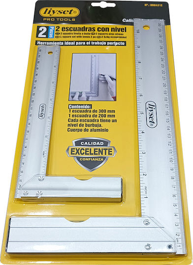Liyset Winkelmesser Zimmerleute Aluminium Länge 30cm mit Wasserwaage