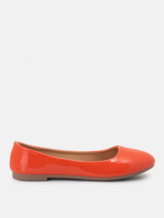 Bozikis Damen Ballerinas aus Lackleder in Orange Farbe