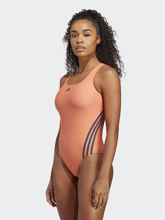 adidas 3-Stripes Αθλητικό Ολόσωμο Μαγιό Πορτοκαλί