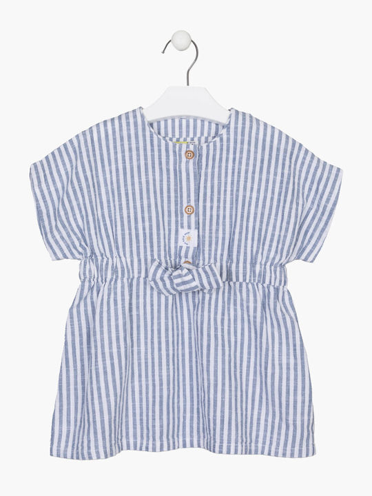 Losan Kids Dress Striped Short Sleeve Light Blue