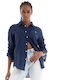 Ralph Lauren Women's Linen Monochrome Long Sleeve Shirt Navy Blue