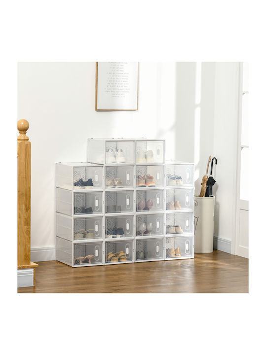 Plastică Suport pentru pantofi cu 18 Rafturi Albă L28xW36xH21cm