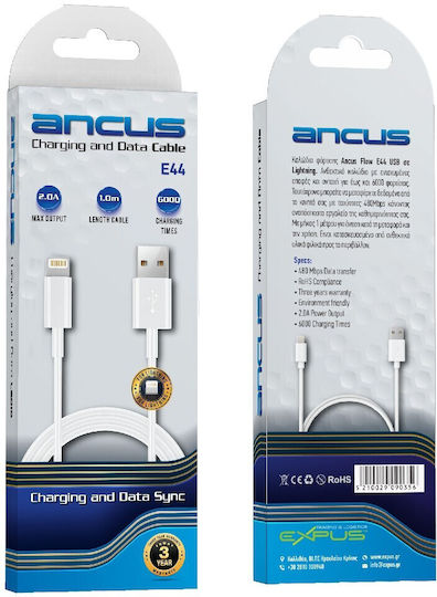 Ancus E44 USB-A to Lightning Cable Λευκό 1m (34229)