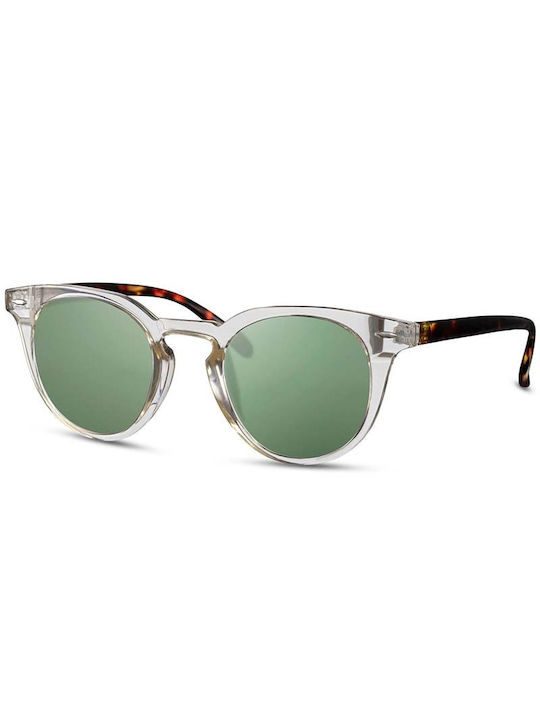 Solo-Solis Sunglasses with Transparent Plastic Frame and Green Lens NDL6359