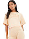 SGR17855 Women's Athletic Crop Top Short Sleeve Beige