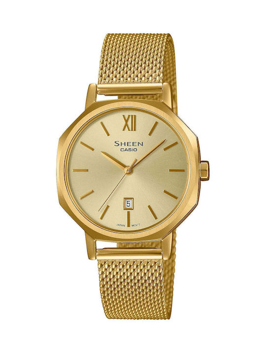 Casio Sheen Uhr mit Gold Metallarmband