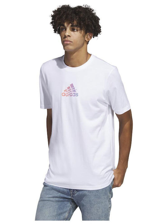Adidas Power Logo Herren Sport T-Shirt Kurzarm Weiß