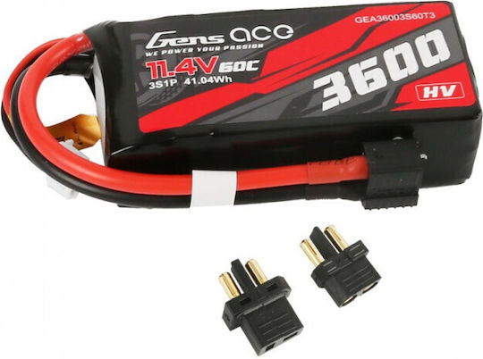 Gens Ace G-Tech Li-Po Battery 11.4V 3600mAh 60C 3S XT60 for RC Vehicle 2 Pieces