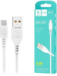 Denmen D01T Редовна USB 2.0 Микро USB Кабел 1м Бял