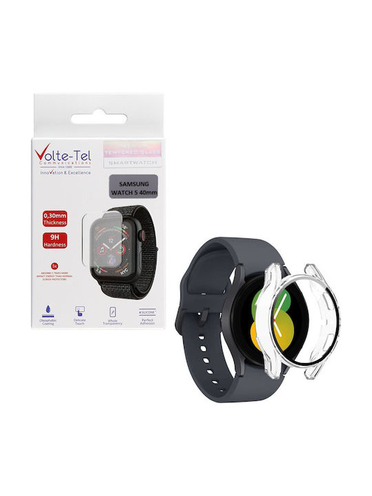 Volte-Tel Full Face Tempered Glass pentru Galaxy Watch 5 40mm - Ceas Galaxy Watch 5 de 40mm 1buc 8325700 Alb
