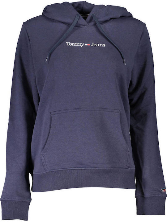 Lang Damen Sweatshirt Kapuzen Marineblau