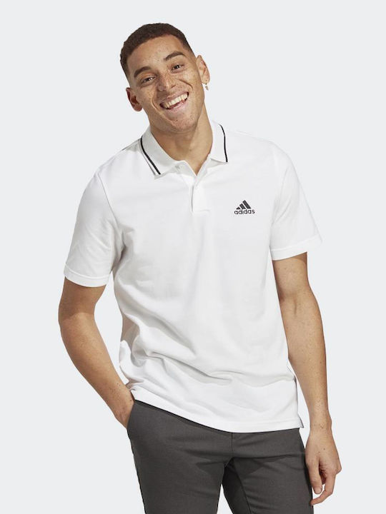 Adidas Essentials Piqué Ανδρική Μπλούζα Polo Κοντομάνικη Λευκή