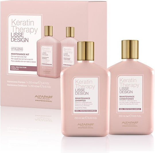 Alfaparf Milano Professional Keratin Therapy Lisse Design Hair Treatment Set with Keratin for Colored Hair with Shampoo and Conditioner 2pcs