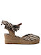 Women's Fabric Platform Espadrilles Black/Beige