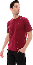 IdealPress Bluse Koch Baumwolle Herren Bordeauxrot mit Kurzärmelig T-Chef