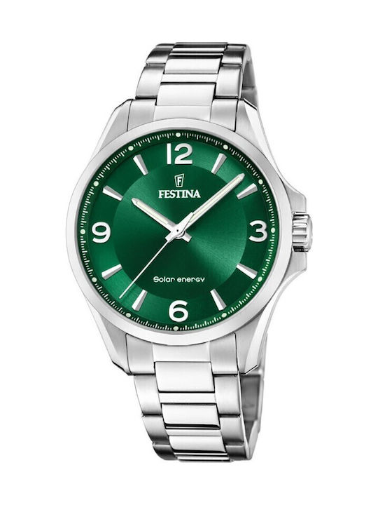 Festina Ανδρικό Ρολόι 41.5mm Solar με Ασημί Μετ...