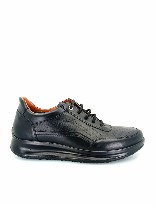 Boxer Leder Herren Freizeitschuhe Schwarz