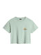 Women's Summer Crop Top Cotton Short Sleeve Mint