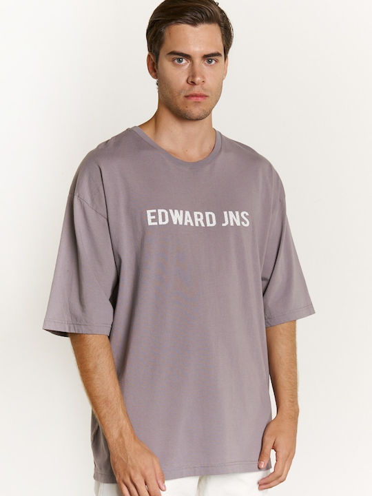 Edward Jeans Ανδρικό T-shirt Μωβ με Λογότυπο