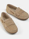 Leather Slip-On Moccasins Beige