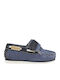 Boys Leather Moccasins with Velcro Blue