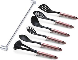 Berlinger Haus Plastic Cooking Utensil Set with Base Black i Rose Collection 7pcs