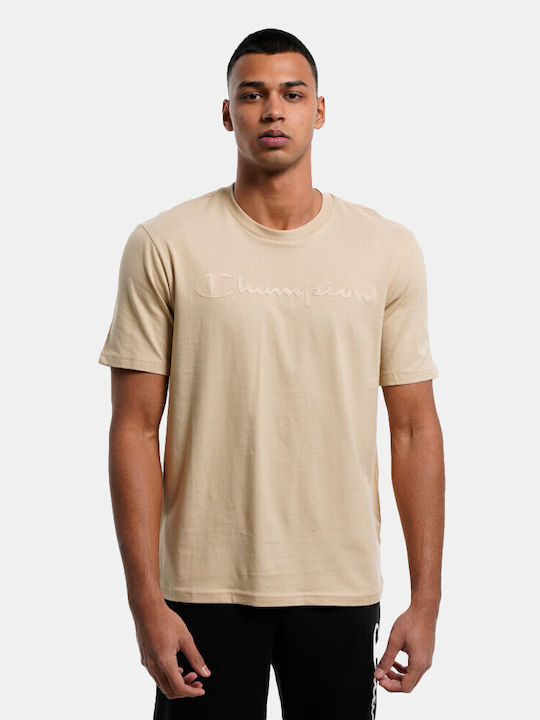 Champion Crewneck Men's Short Sleeve T-shirt Beige