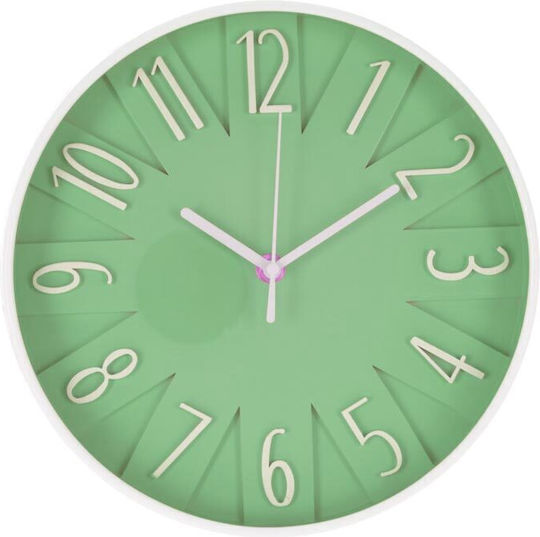 Plastic Wall Clock Green Ø24.8cm