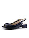 Peep Toe Blue Medium Heels with Strap