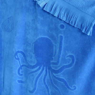 Nima Octopus Jacquard Παιδική Πετσέτα Θαλάσσης Μπλε 140x70εκ.