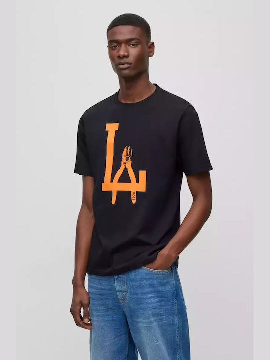 Hugo Boss Ανδρικό T-shirt Μαύρο με Στάμπα