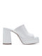 Mules with Chunky High Heel in White Color