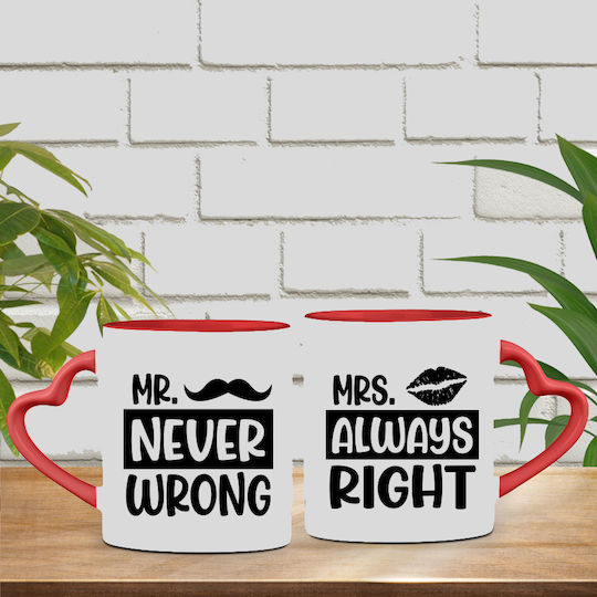 Mr. never wrong- Mrs. always right Cană Ceramică Domnul nu greșește niciodată - Doamna are întotdeauna dreptate 2buc