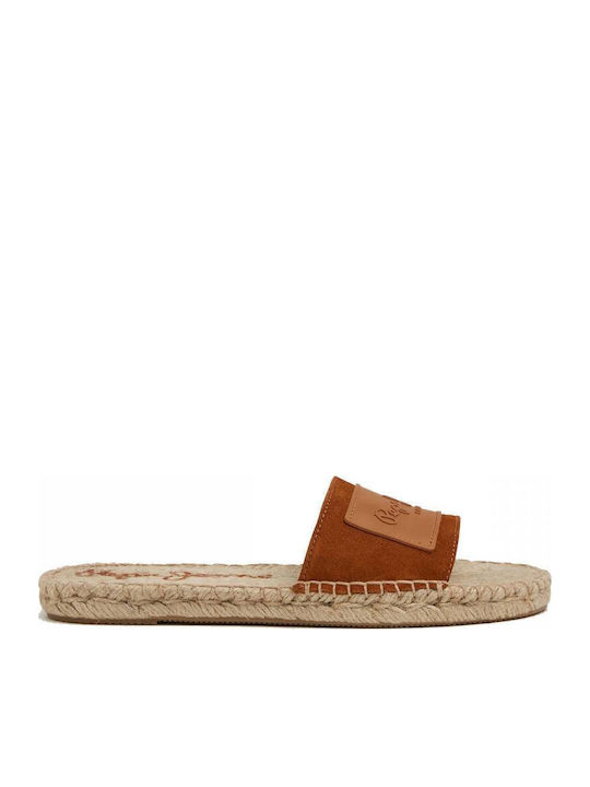Siva Leather Women's Flat Sandals in Tabac Brown Color
