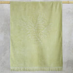 Nima Caolin Beach Towel Cotton Green with Fringes 160x90cm.