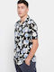 FBM007-07005 Short-sleeved Cotton Shirt Floral Black