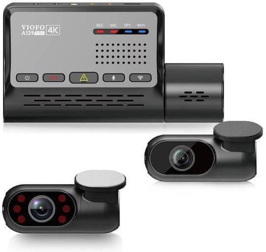 Viofo A139 Pro Set Autokamera DVR 4K mit Klebeband & Rückfahrkamera 3CH Triple-Auto-Kamera 4K HDR mit GPS und 5GHZ WI-FI